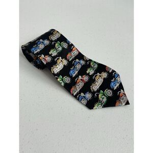 Puritan Men's‎ Standard Pointed Black Multicolor Silk Motorcycle Harley Tie